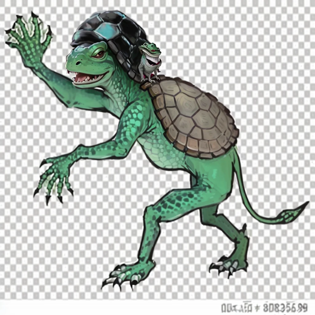 Wearing a hat on the head、Cartoon lizard with a turtle on its back, as an Anthropomorphic Turtle, Anthropomorphic Turtle humanoid, an Anthropomorphic Turtle, Humanoid turtle monster, Anthropomorphic Turtle, Anthropomorphic Turtle hero, Mitch McConnell as a turtle, put, Stupid fool, Fake Turtle