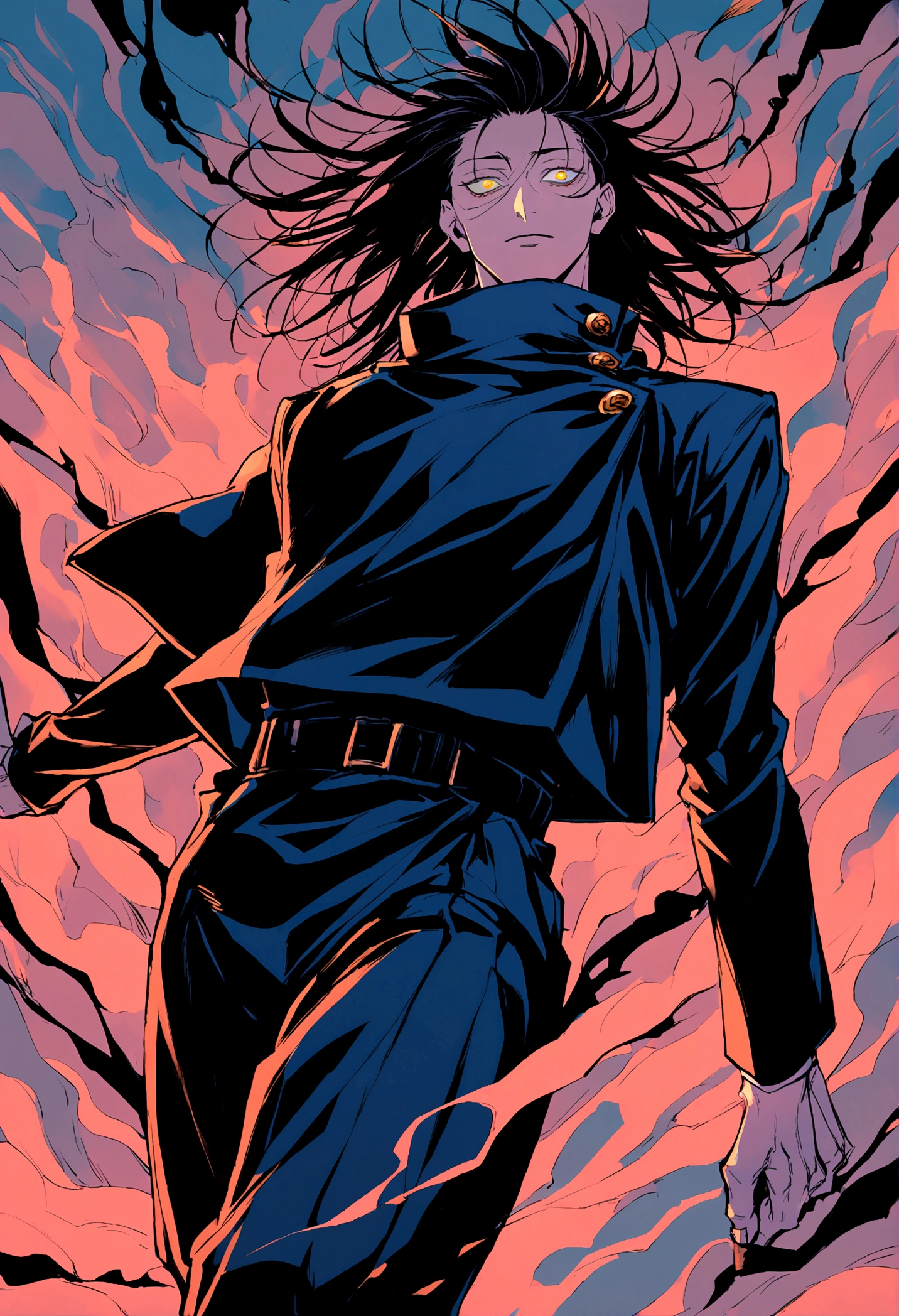 1. Jujutsu Kaisen, with very long and dark hair