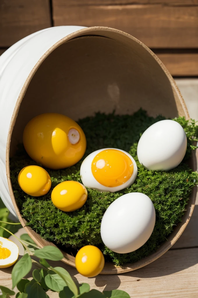 best quality, masterpiece, Ultra-high resolution, I need one like Plants vs. Zombies,The egg is in the shape of an egg with the yolk and egg white in the middle.,Creation of Guardian Characters