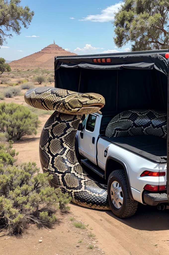 I big snake on a tata truck