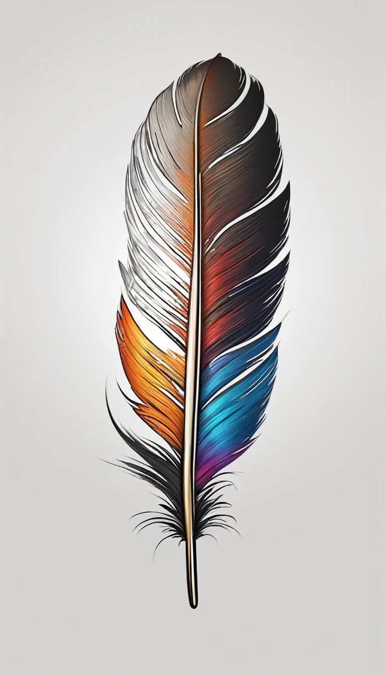 (floating:1.2) (logo) ( Half Boy- Half Feather:1.2), simple white background, ((masterpiece, best quality))