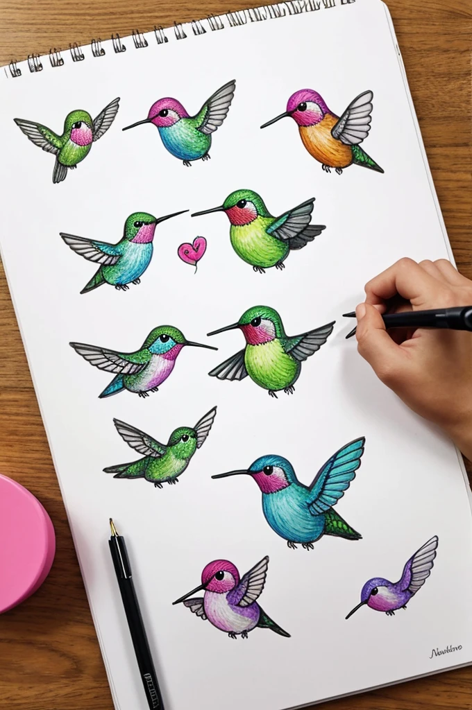 Cute hummingbird doodles