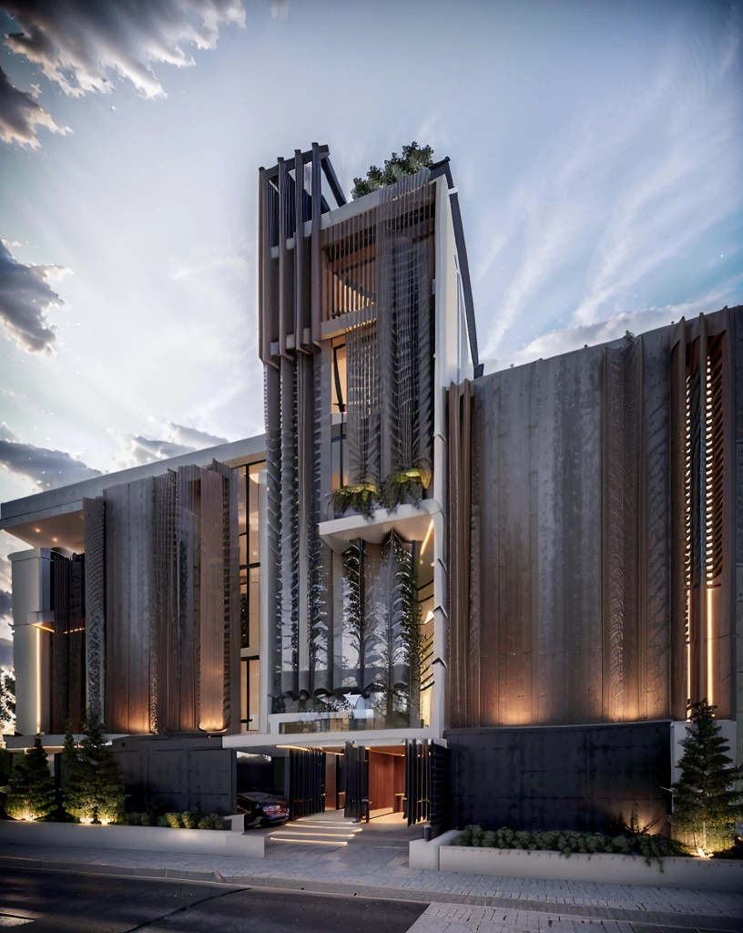 Realistic Photo, Provide a highly detailed visual description of the exterior facade, focusing on the flowing, curved wave shapes and how they create a dynamic, sculptural look, Describe the overall massing, scale, and grandeur of the building's design, Discuss how the undulating facade interacts with light and shadow to create a sense of movement, Note any distinctive architectural features like the entrance, canopies, etc. that reinforce the wave design motif, Describe the interior spaces and how they relate to the exterior sculptural form, Use vivid descriptive language to convey a sense of awe and appreciation for the innovative, creative design, Analyze how the building defies conventional design norms yet achieves functionality, Contextualize it as an iconic addition to the cityscape and a new landmark, Discuss the broader significance of the design as pushing boundaries in modern architecture