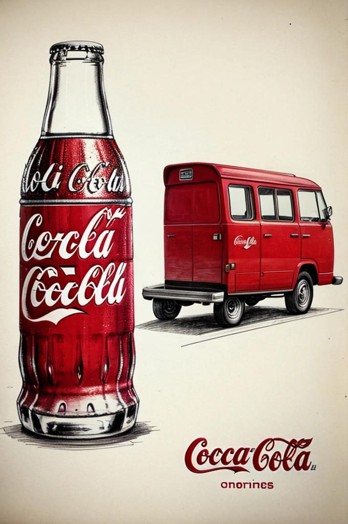 Coca cola van pencil sketch