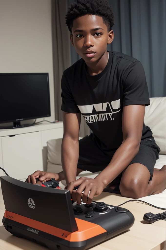 create a black boy playing console