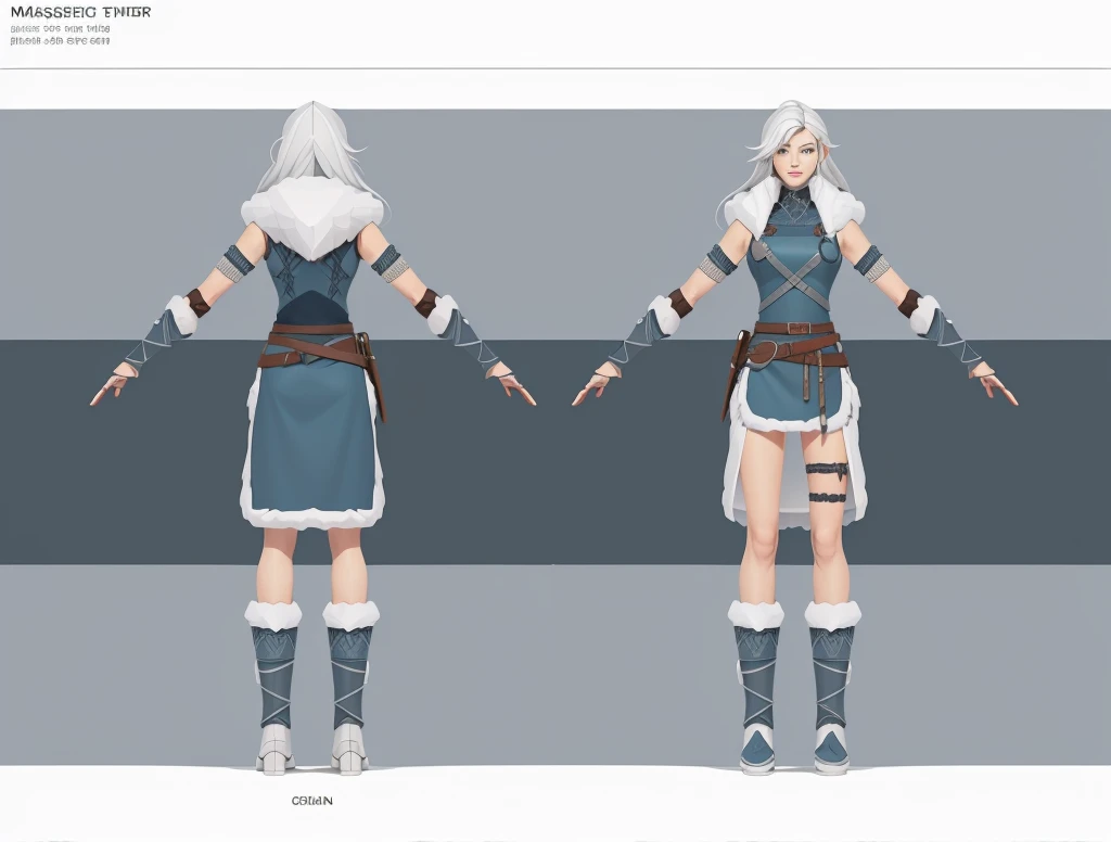 (Masterpiece, best quality: 1.2), (Super detailed), (Illustration)(HDR:1) a close up of a Viking woman warrior wearing armor and fur coat with rune tattoos , full body concept, detailed full body concept, Mulher guerreira viking com olhos azuis e cabelo loiro platinado, full body character concept,costume concept design, full body details, detailed full body concept art, full character body, character model sheet turnaround, fullbody shot turnaround, concept character sheet, full body concept art, reference model sheet , full body concept art, RPG style character, game character design, 3d character reference sheet, male, video game character concept, detailed character design, character sheet, character model sheet turnaround , front and back, front and back, grey clean background, 3D character, leather belt with leather knife bag, oceanblue cloth, blue hem with white fur, low poly art style, low polygon, ((low polygonal)), ((organic shapes and lines)), (((low poly art style))), perfect alignment, ((clear outline))