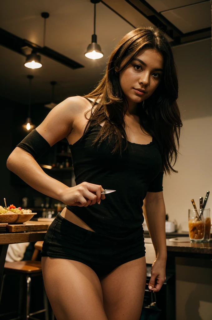 Chick hold a knife