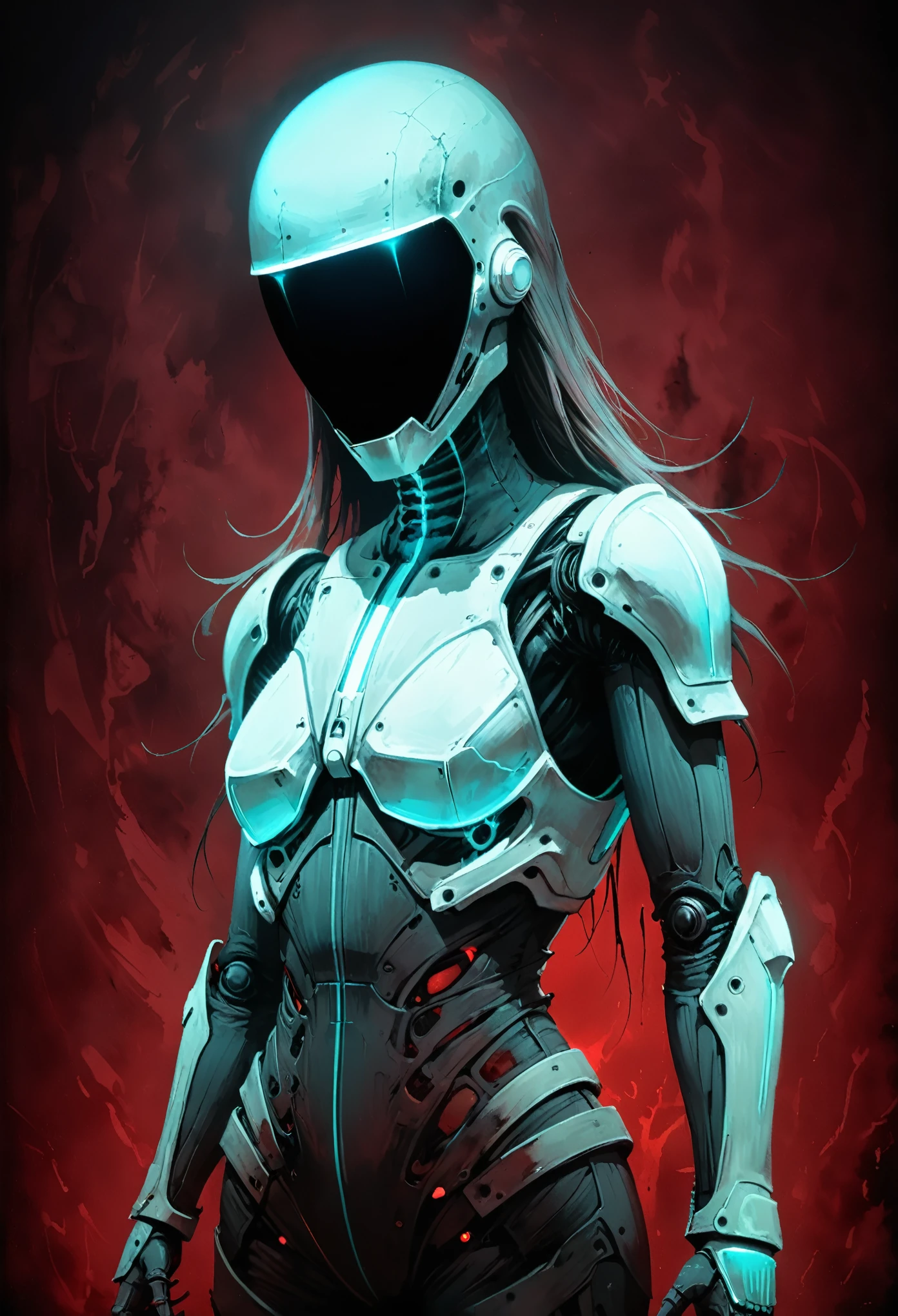 in style of Ashley Wood, in style of Stephen Gammell, Dark red background, Chemiluminescence, Bioluminescence,
BREAK,
1girl, Girl in Glowing neon clothes, (Minimalism: 1), Ray Tracing Details, no eyes,Smooth and neat hair,
BREAK
Surrealism, scanlines, vignetting, award winning, best quality, textured skin, anatomically correct