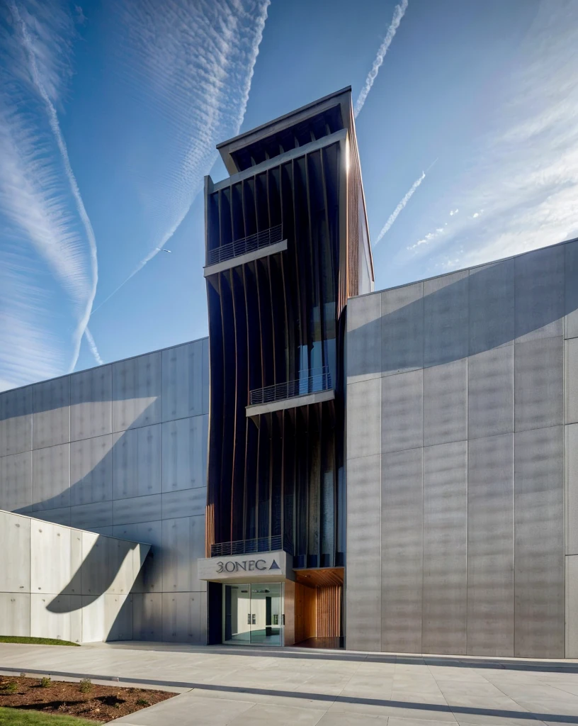 3dsmax render, Realistic Photo, Provide a highly detailed visual description of the exterior facade, focusing on the flowing, curved wave shapes and how they create a dynamic, sculptural look, Describe the overall massing, scale, and grandeur of the building's design, Discuss how the undulating facade interacts with light and shadow to create a sense of movement, Note any distinctive architectural features like the entrance, canopies, etc. that reinforce the wave design motif, Describe the interior spaces and how they relate to the exterior sculptural form, Use vivid descriptive language to convey a sense of awe and appreciation for the innovative, creative design, Analyze how the building defies conventional design norms yet achieves functionality, Contextualize it as an iconic addition to the cityscape and a new landmark, Discuss the broader significance of the design as pushing boundaries in modern architecture