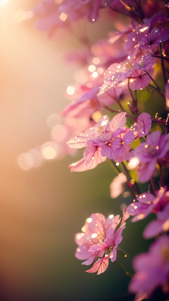 Summer Dream，Translucent leaves，Dreamy lighting，The scattered water drops float in the air and sparkle in the sun，HD，Details，Best quality