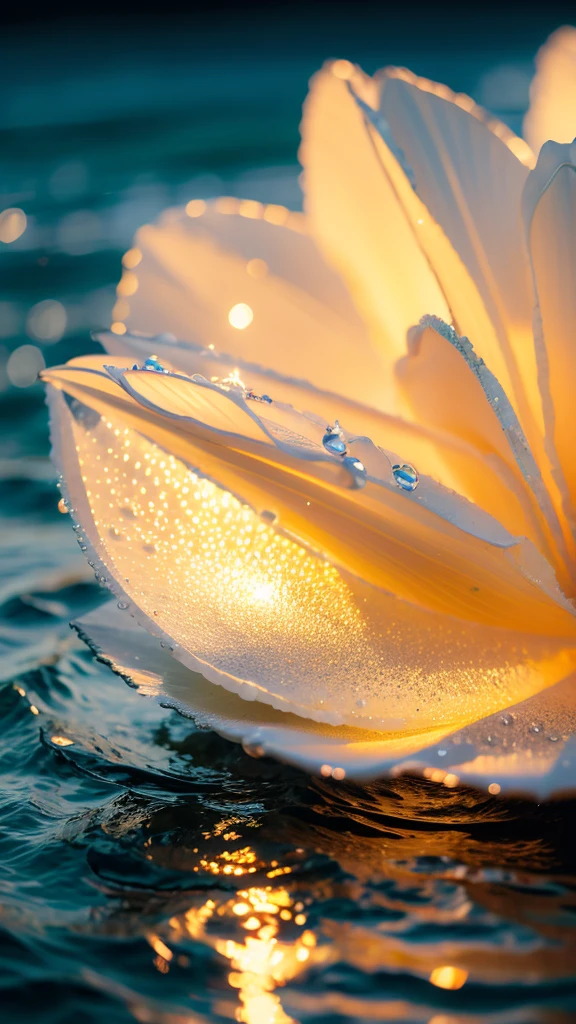 Summer Dream，Translucent shells，Dreamy lighting，The scattered water drops float in the air and sparkle in the sun，HD，Details，Best quality