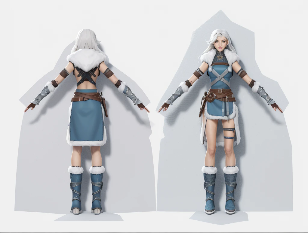 (Masterpiece, best quality: 1.2), (Super detailed), (Illustration),(HDR:1) a close up of a Viking woman warrior wearing armor and fur coat with rune tattoos , full body concept, detailed full body concept, Mulher guerreira viking com olhos azuis e cabelo loiro platinado, full body character concept,costume concept design, full body details, detailed full body concept art, full character body, character model sheet turnaround, fullbody shot turnaround, concept character sheet, full body concept art, reference model sheet , full body concept art, RPG style character, game character design, 3d character reference sheet, male, video game character concept, detailed character design, character sheet, character model sheet turnaround , front and back, front and back, grey clean background, 3D character, leather belt with leather knife bag, oceanblue cloth, blue hem with white fur, low poly art style, low polygon, ((low polygonal)), ((organic shapes and lines)), (((low poly art style))), perfect alignment, ((clear outline)), (((polygon skin texture)))