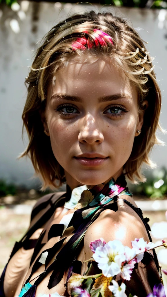 ((best quality)), ((ultra res)), ((photorealistic)), (intricate details), 24 years old, argentinian blonde hair, perfect face, make up:1.5, light on face, face detail, NAKED, short hair,
