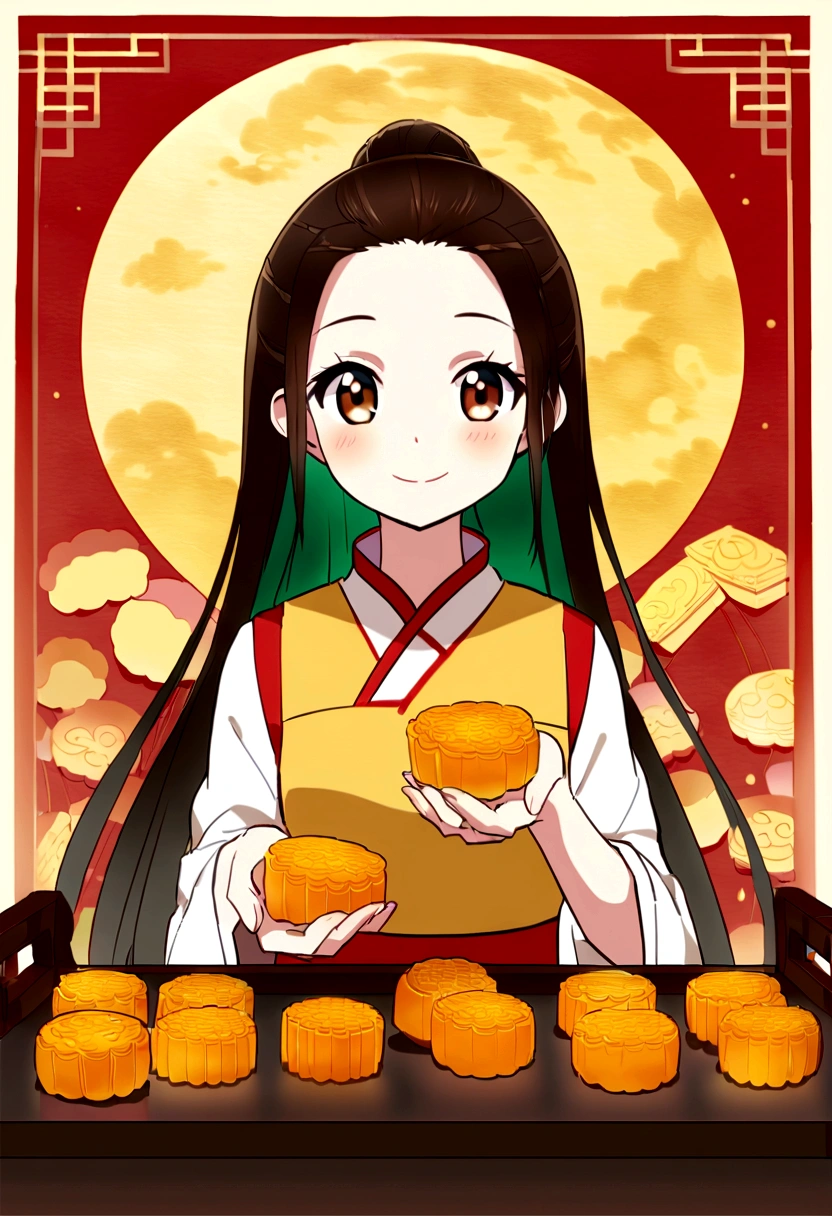 Chinese Mid-Autumn Festival,Enjoying the moon as a family、Eat mooncakes,E-commerce poster, Cantonese egg yolk mooncake, Mooncake for you, Mid-Autumn Festival poster, Fresh style background, Booth Lighting, attractive, True to life colors, Ultra HD