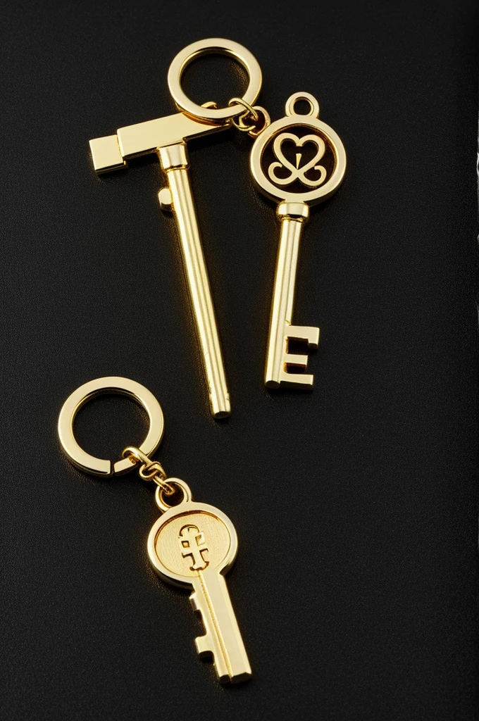 Golden skeleton key with money and black background