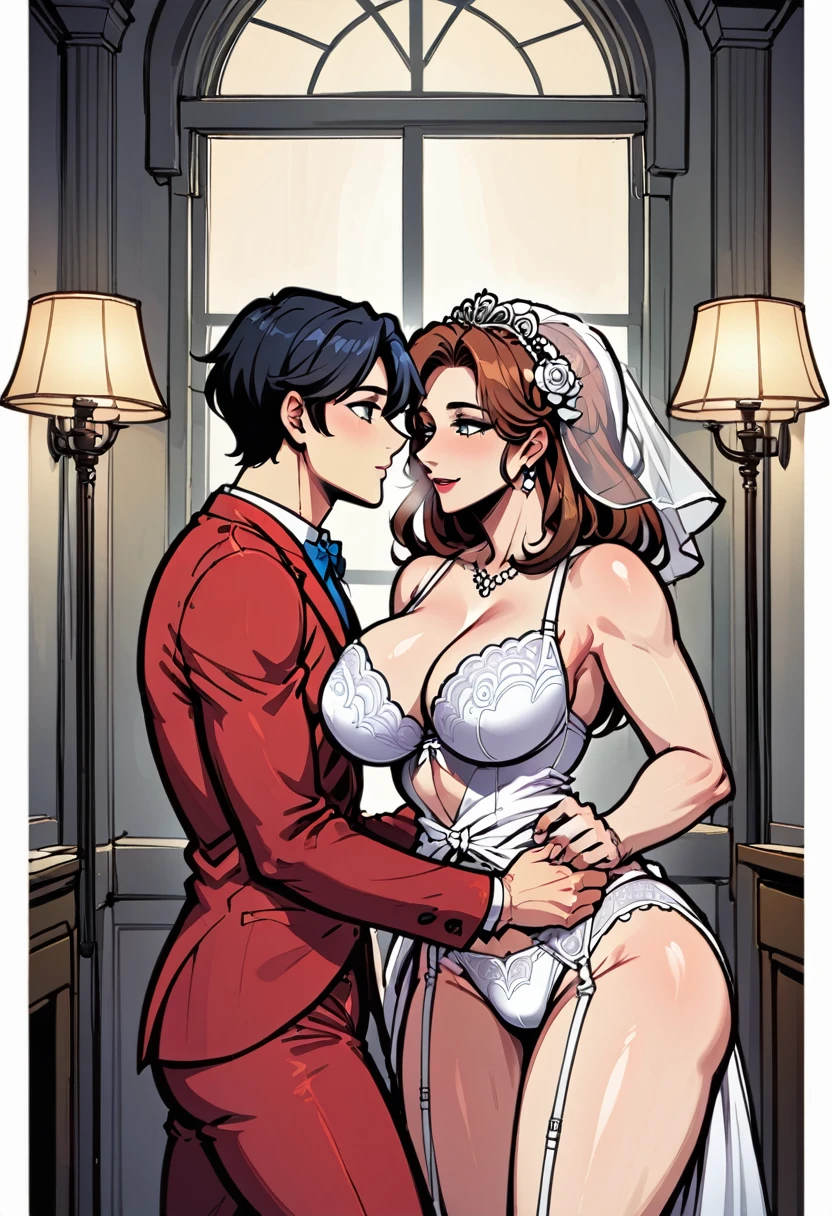 ,a mother(she had been brainwashing by her son's friend , , bride of her son's friend, wear sexy lingerie,has first night sex with her son's friend ,)