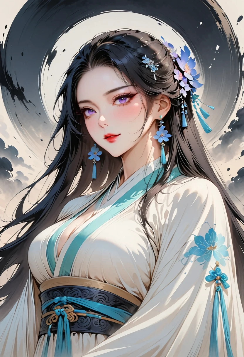 Master works, masterpieces, high quality, extreme detail, classical beauty, ((1 girl,huge oppai,black long hair)), standing, (Hands hidden in sleeves), (wearing loose Taoist robe), ((delicate face)), (best details), ((black eyes)), ((Golden Taoist headdress)), ((long Taoist boots)), sun, moon and stars background, ambitious