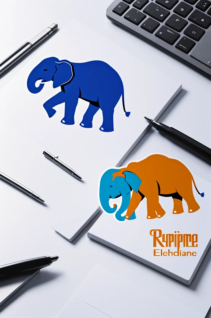running logo design, There is an elephant., There is a department store., Wide range of colors