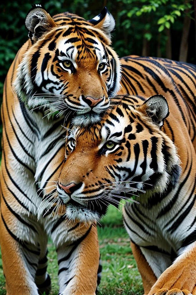 Tiger and man face 