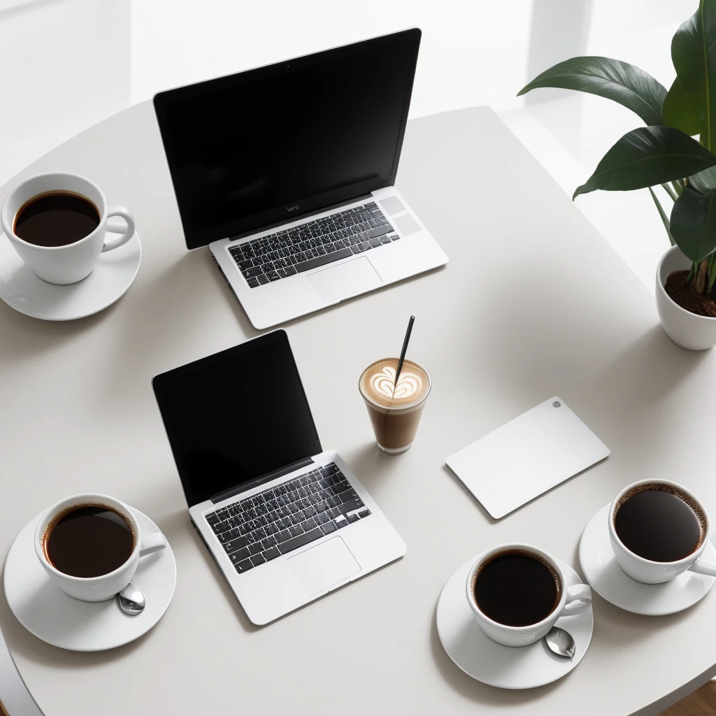 White paper and Pc and coffee on desktop table