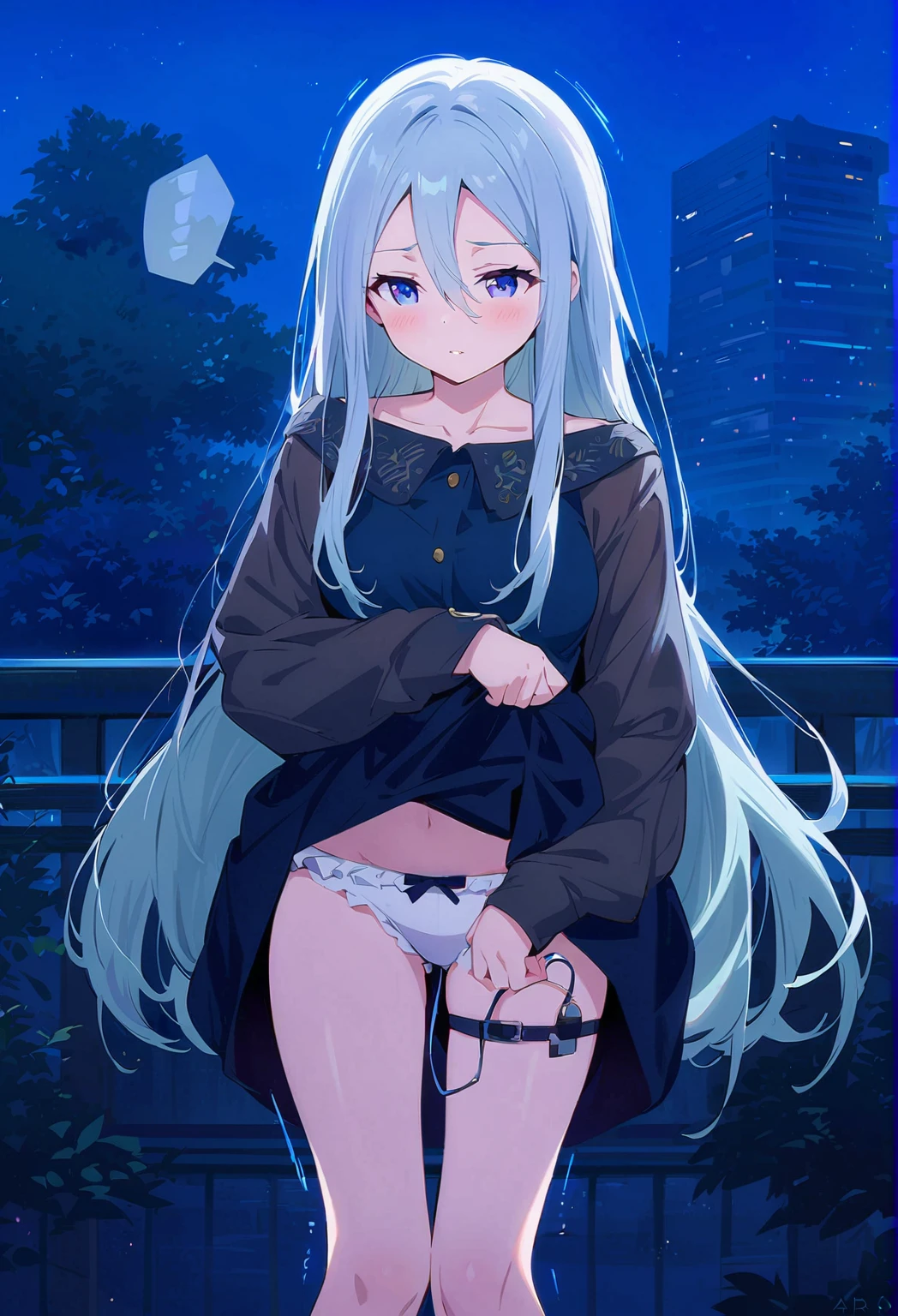 夜にベンチに座っている長い白い髪のAnime Girls, , 魅惑的なAnime Girls, 長い髪のAnime Girls, Anime Moe Art Style, Anime Girlsがしゃがんでいる, Perfect white hair girl, しゃがんでいる美しいAnime Girls, artstation pixivでトレンド, 青緑色の髪のAnime Girls, , Anime Girls