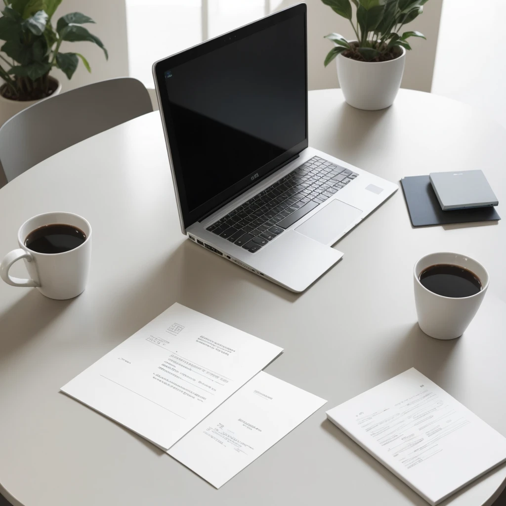 White paper and Pc on table