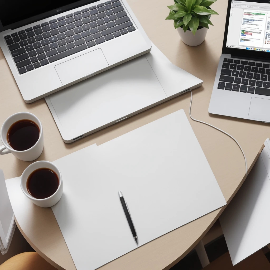 White paper and Pc on table