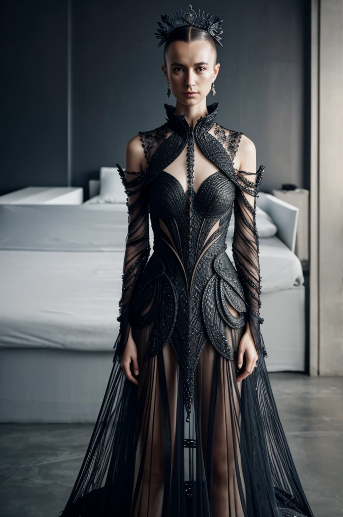 avantgarde dress inspired by iris van herpen techniques and lotus flower,  ultra-realistic 8K resolotion

