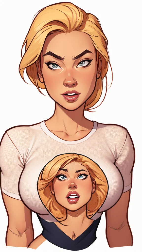 cartoon style:1.2), Yvonne Strahovski woman Cartoon image of a woman , sensual clothes , super cute girl, authoritarian would be facial expressioncartoon style illustration, cartoon art style, cartoon art style, digital illustration style, highly detailed character design, cute detailed digital art, City fan art, portrait character design, beautiful digital illustration, high-quality portrait, comic book art, character design portrait, white background Buso without clothes and medium breasts, beautiful and symmetrical body curves