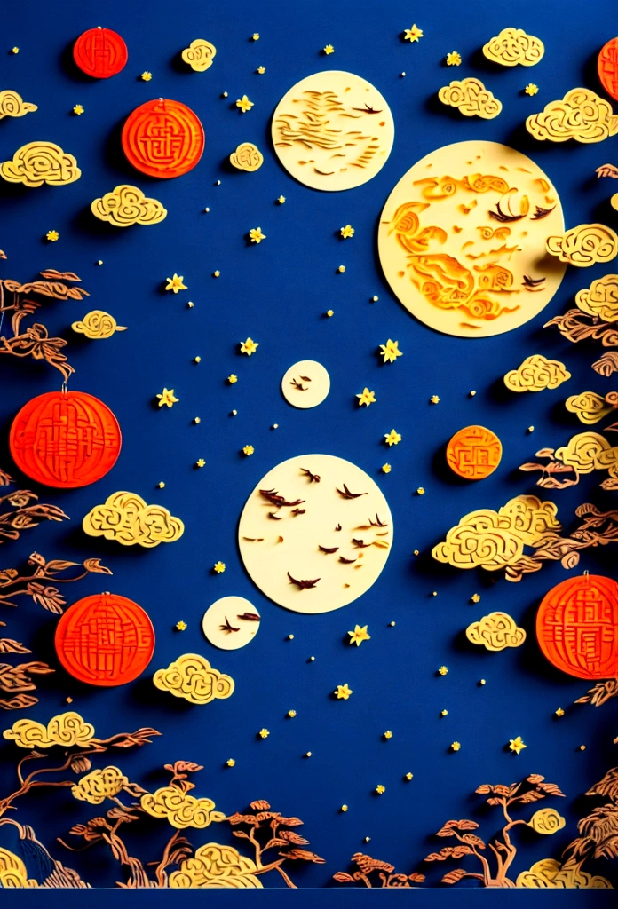 Chinese Mid-Autumn Festival,Enjoying the moon as a family、Eat mooncakes,E-commerce poster, Cantonese egg yolk mooncake, Mooncake for you, Mid-Autumn Festival poster, Fresh style background, Booth Lighting, attractive, True to life colors, Ultra HD