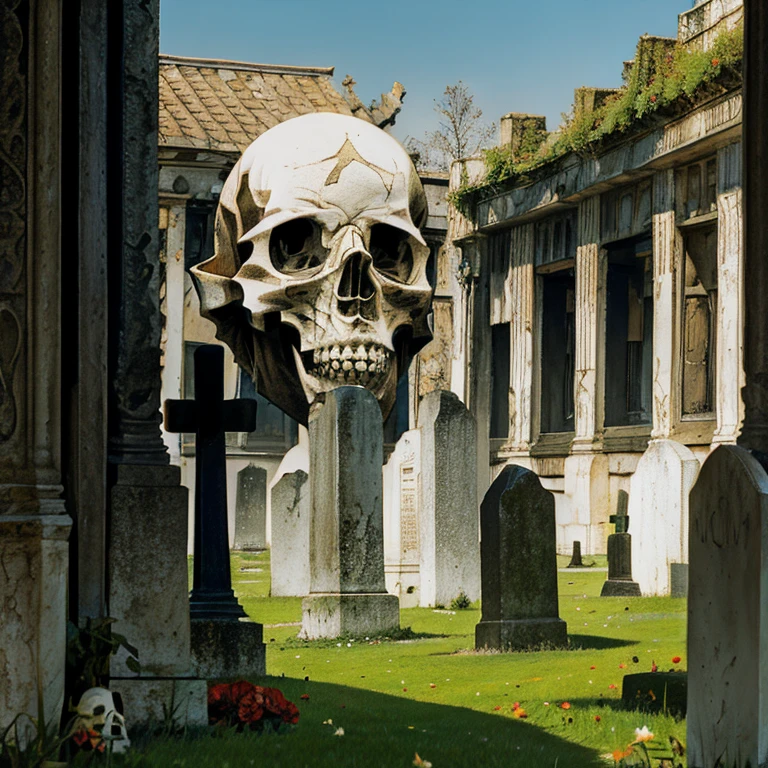 Cemetery with cow skull on it, arte escura altamente detalhada, arte terror, just art for dark metal music, fantasia arte escura, arte de fantasia sombria, Deus da morte, - Estilo Arte Escura, morte maligna