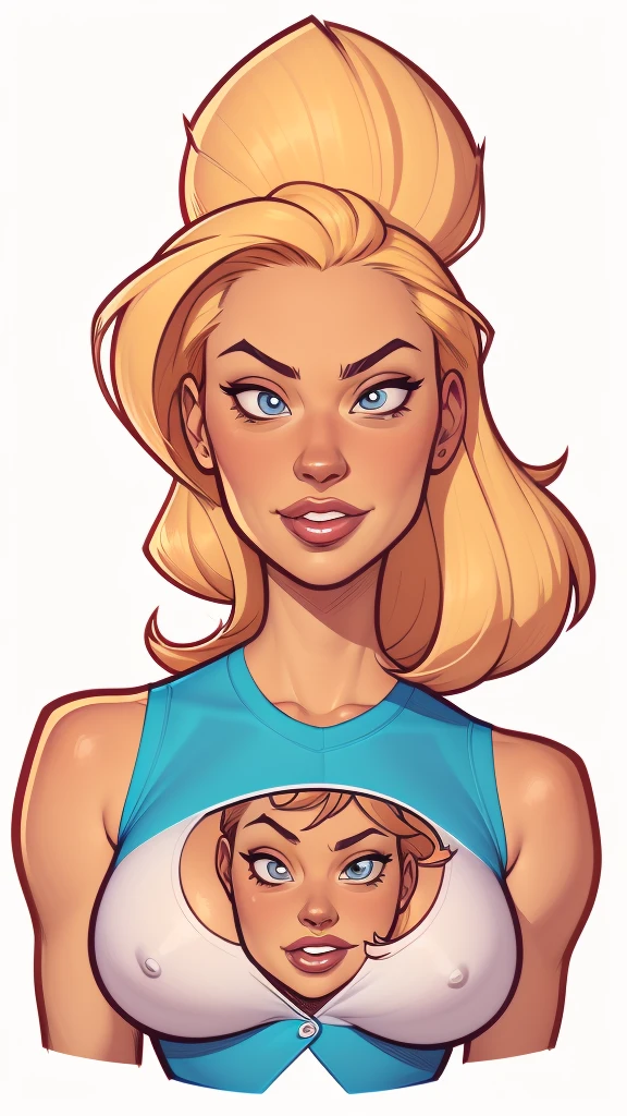 cartoon style:1.2), Yvonne Strahovski woman Cartoon image of a woman , sensual clothes , super cute girl, authoritarian would be facial expressioncartoon style illustration, cartoon art style, cartoon art style, digital illustration style, highly detailed character design, cute detailed digital art, City fan art, portrait character design, beautiful digital illustration, high-quality portrait, comic book art, character design portrait, white background Buso without clothes and medium breasts, beautiful and symmetrical body curves