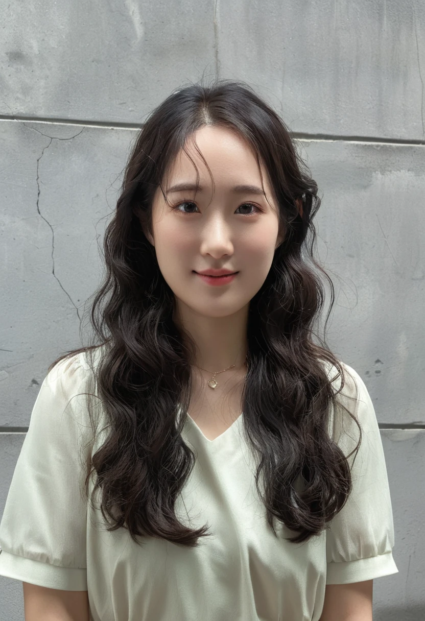 Best Quality, 8k, Masterpiece, (Portrait: 1.3), (photo realistic:1.4), (hyper realistic:1.4), Sharp Focus, looking at viewer, (smoother lighting:1.1), (increase cinematic lighting quality:0.9), realistic lighting, backlighting, light on face, ray trace, (brightening light:1.2), (Increase quality:1.4), sharp detail, (best quality real texture skin:1.4), finely detailed eyes, black_eyes, finely detailed face, 25 year old Korean woman, (white formal_shirt:1.4), (Create an image maintaining the original base model hairstyle:1.5)
