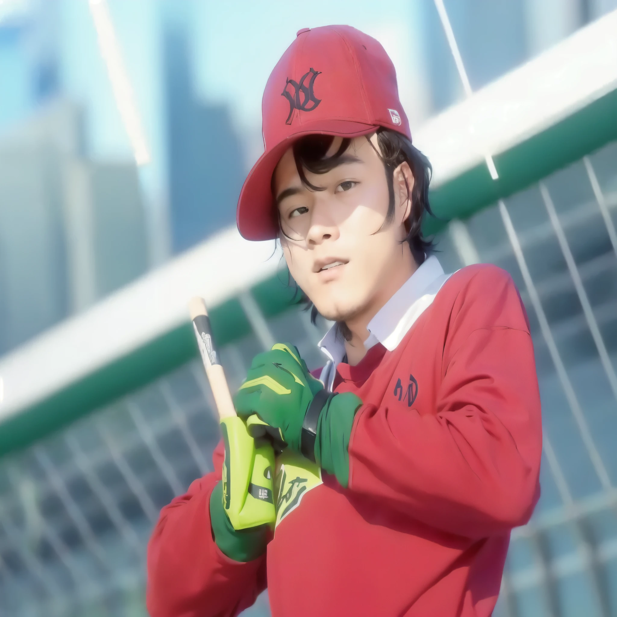 a close up of a baseball player holding a bat in a field, inspired by Junpei Satoh, safebooru anime image, shuushuu anime image, kentaro miura!, wataru kajika, drawn like the anime speed racer, manga style of kentaro miura, fukaya yuichiro, yukio - e, today's featured anime still, realistis 