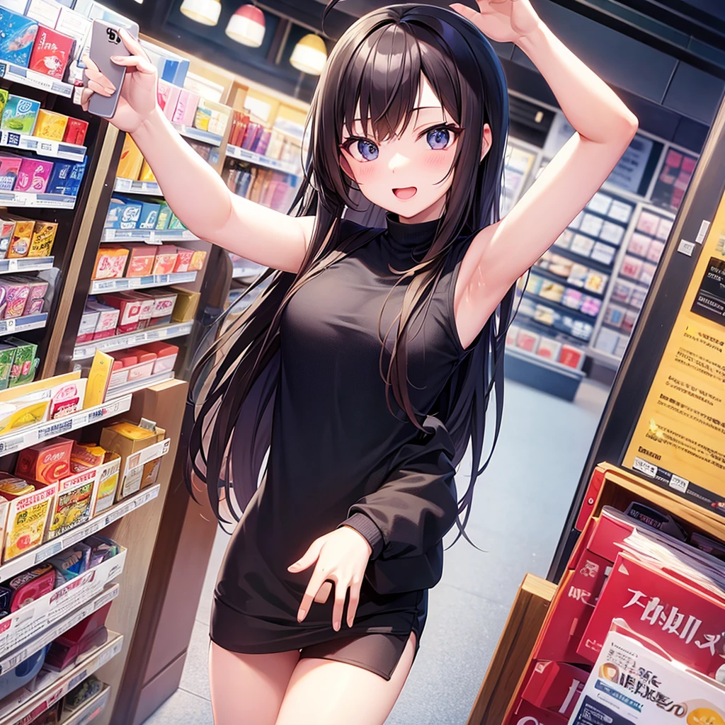 (1girl, solo:1.5) bangs, sidelocks, black hair, long hair, black hairband, perfect shiny hair, blue eyes, ultra-detailed eyes, iridescent shiny eyes,, ,nsfw , large breasts, nipple, Walking, crying,,, ,ShoppingMall, , 　frozen, wet, ,, Naked, Blind ,Temptation, Blank look, empty eyes