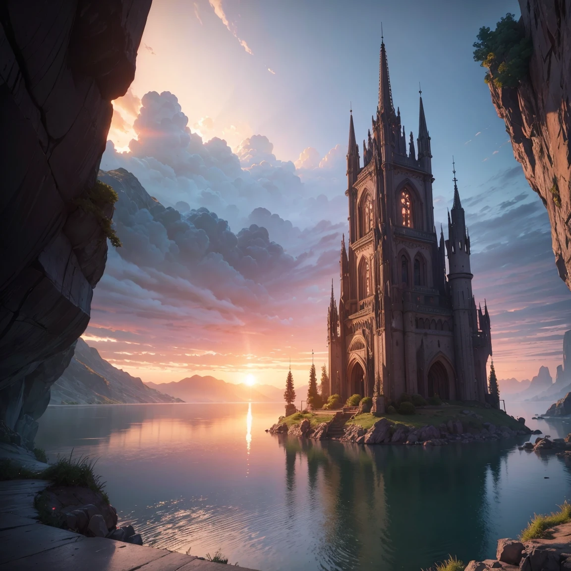 Beautiful lake with sunset and stars、Concept art rendered in Unreal Engine, Concept art great atmosphere, Jessica Rosier's Fantasy Art, Concept art 8K resolution, Concept art 8K resolution, concept art 8k, Beautiful concept art, Unreal Engine Fantasy Art, Andreas Rocha Style, Relaxing concept art, 4k resolution concept art