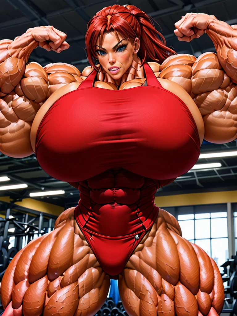 huge rentb style woman muscle hard biceps peak
