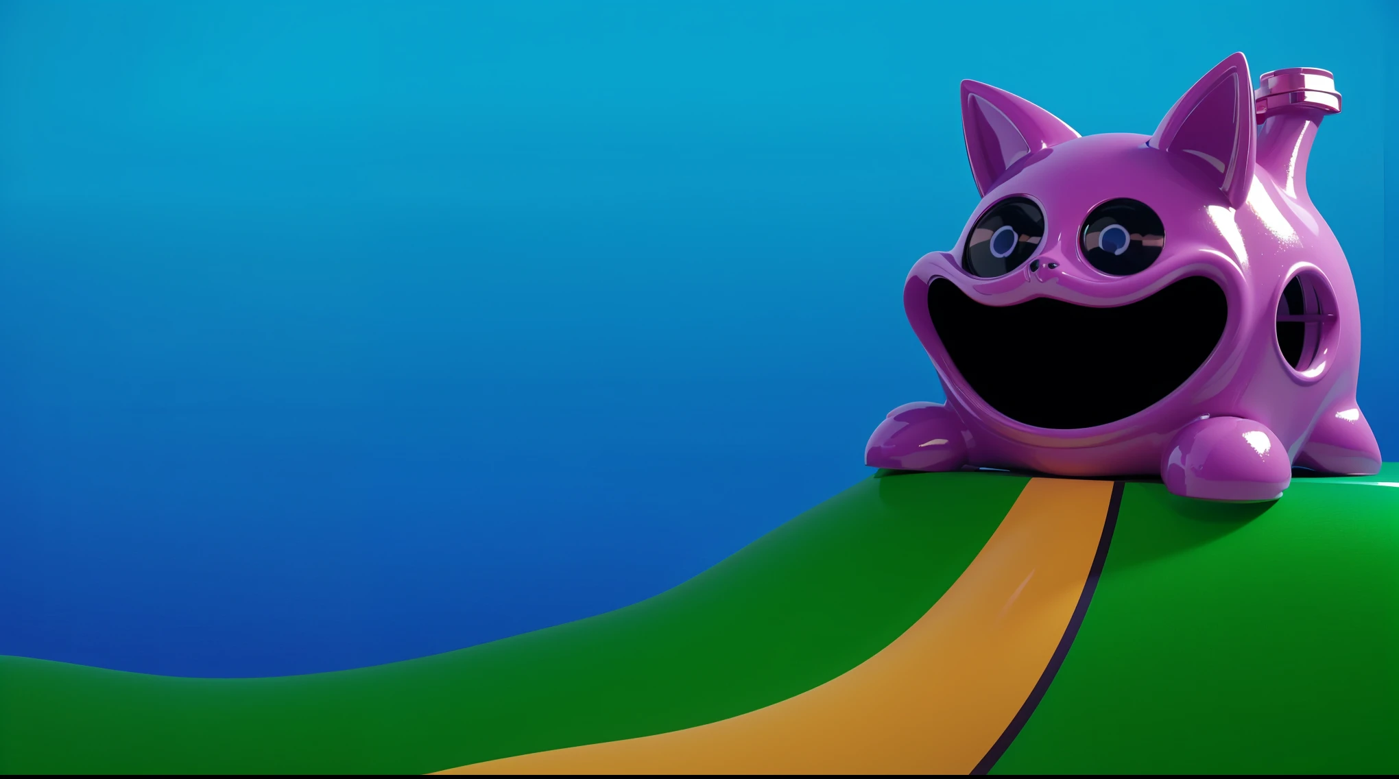 purple plastic glossy texture, smooth 3d model, multiple light sources, rim light, sharp post effects render, (glossy plastic texture with multiple big light p), perfect cgi, smooth silhouette, high intensity refraction, (super glossy plastic material), most beautiful vfx, blue background, plastic refractions, realistic, 4k, high resolution, rim light, photo shoot, commercial photo, profile shot, 4k, rim light, high resolution, 4k, glossy texture, smooth 3d model, multiple light sources, (plastic texture with multiple big light probe refractions), perfect cgi, cgi art created only with gradients, smooth silhouette, high intensity refraction, (super glossy material), most beautiful vfx, blue background, refractions, multiple light sources, rim light, render, perfect cgi, digital art, detailed digital art, reflective, best Purple creature with black eyes and a smile and a pool in its mouth deep children's water pool filled. Create цветной рендеринг zbrush. perfect cgi, cgi art created only with gradients, smooth silhouette, Create ultra sharp skin, high intensity refraction, (plastic material), most beautiful vfx, blue background, plastic refractions, glossy texture, smooth 3d model, multiple light sources, rim light, sharp post effects render, (glossy plastic texture with multiple big light probe refractions), perfect cgi, cgi art created only with gradients, smooth silhouette, high intensity refraction, (plastic material), most beautiful vfx, blue background, plastic refractions