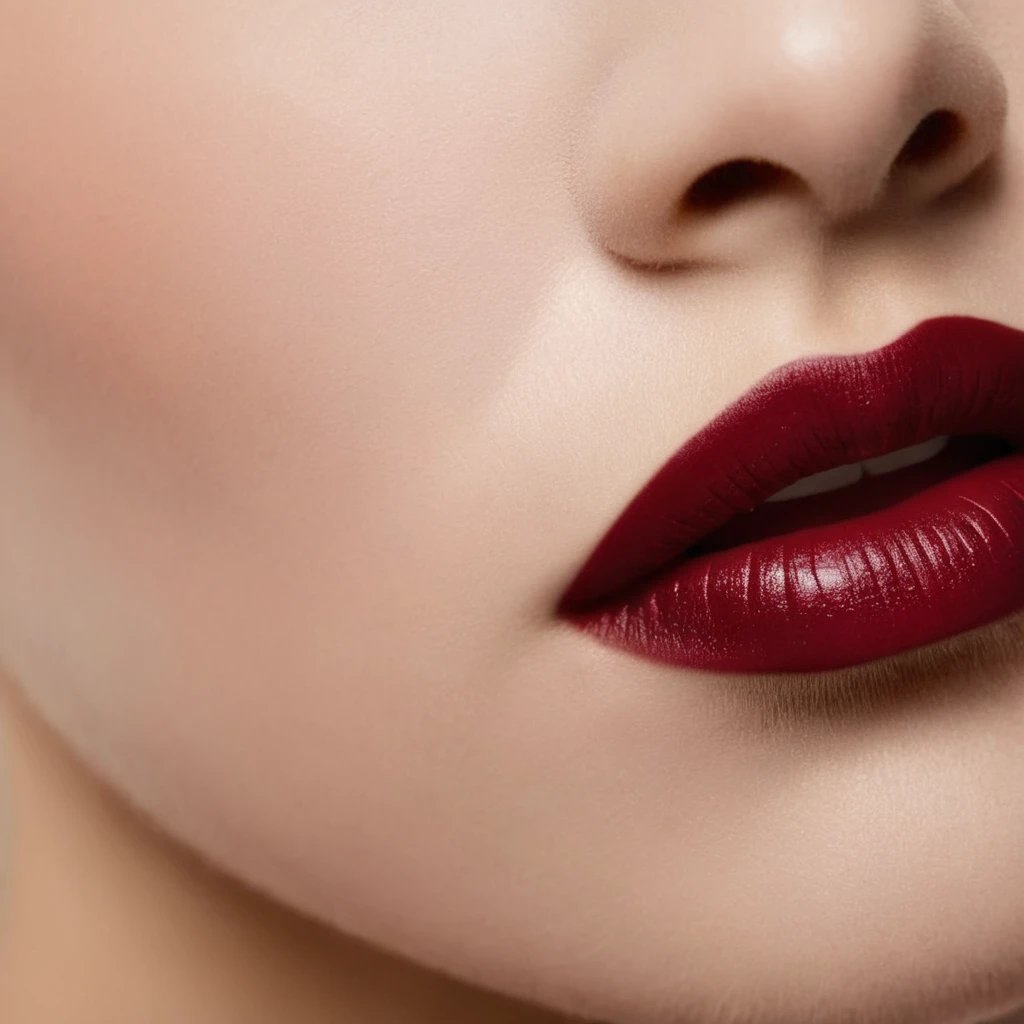 a gentle kiss, Dark red lips, Woman face close up, Fashion lipstick, kiss icon, Girl cosmetics,