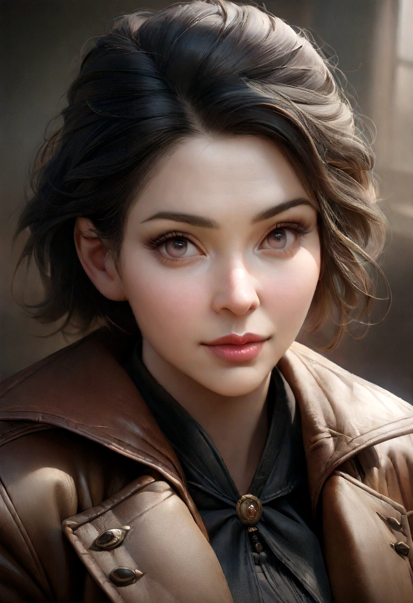 (Masterpiece:1.3), (8K, realistic, raw image, best quality: 1.4), (1 girl), Beautiful face, (realistic face), (black hair, short hair:1.3), beautiful hairstyle, realistic eyes, Beautifully detailed eyes, (realistic skin), Beautiful skin, (coat), nonsense, charming, Ultra high resolution, ultra realistic, Highly detailed, golden ratio