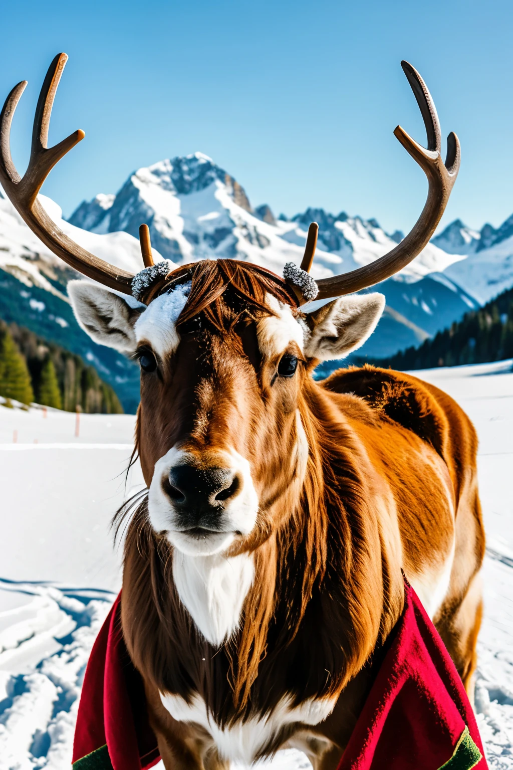 Create a reindeer in the Alps, have hearing aids and glasses