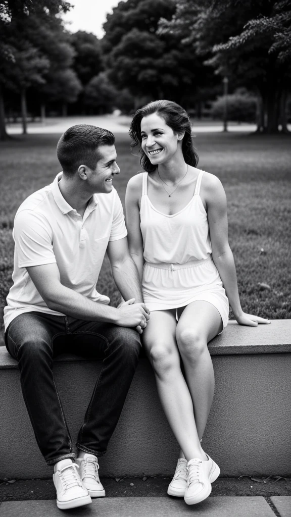 Couple,White people,Black and white photography,young,Sitting