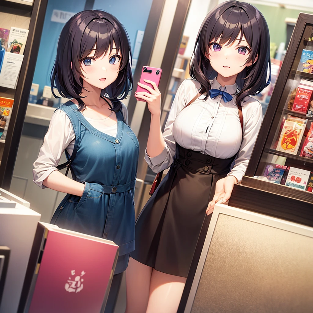 Highest quality,masterpiece,actress,nude,Black Hair,Black hair color,Nipples,adult video shop,Autograph session,Pussy,Listless,To act like it's a bother,There is no motivation,Short Bob
