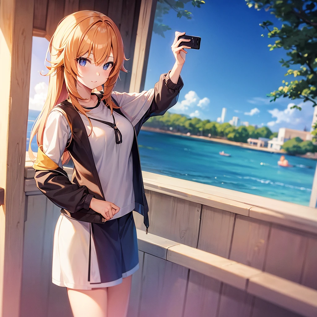 Fish eye filter An anime girl taking a selfie