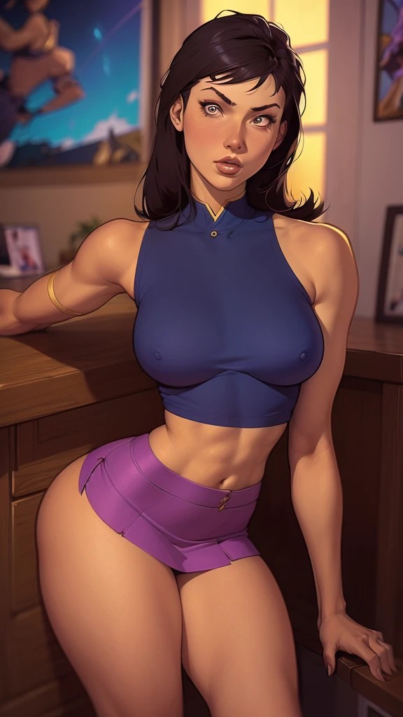 a close up of a woman in a short skirt and shirt, kate bishop, Alena Aenami e Artgerm, artgerm and Ilya Kuvshinov, Ilya Kuvshinov. 4K, Faye Valentim, nico robin, 极其详细的Artgerm, style artgerm, Estilo Ivan Talavera e Artgerm, comic pinup style
