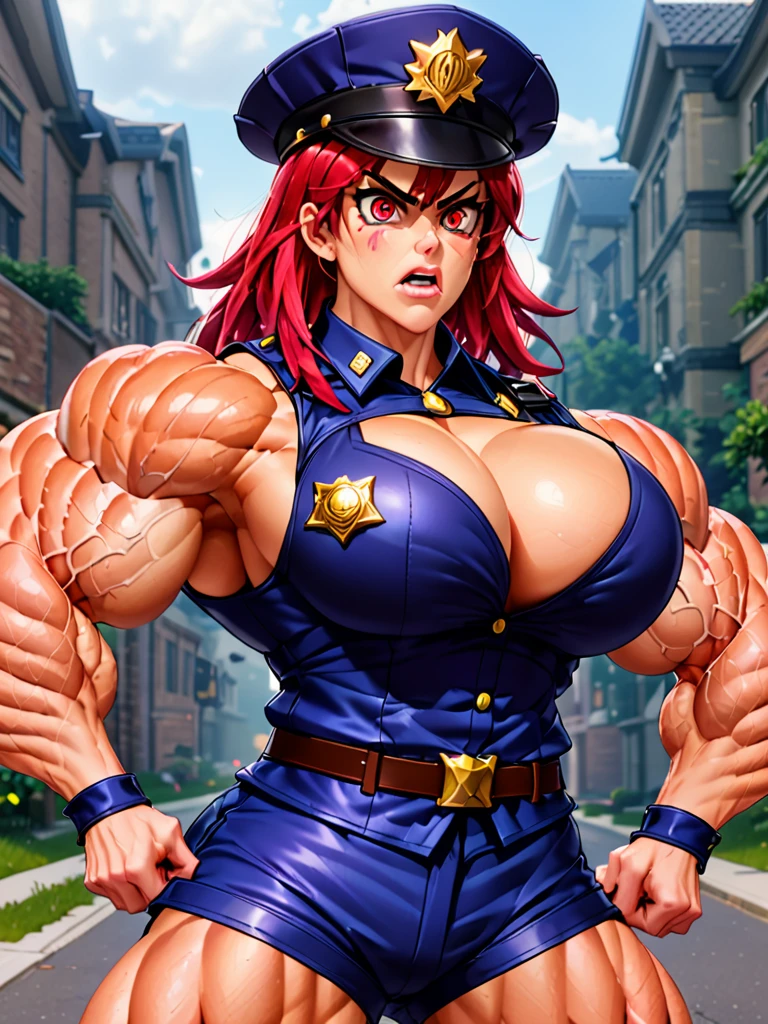 muscle police officer vi league of legends woman angry eyes