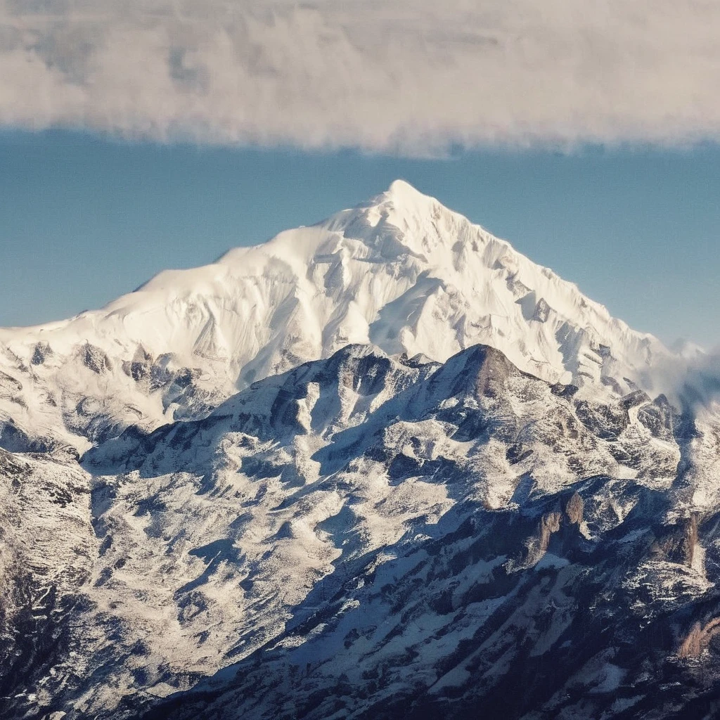 picture of snow mountain, smxl, bright sunny day, vivid, high contrast   