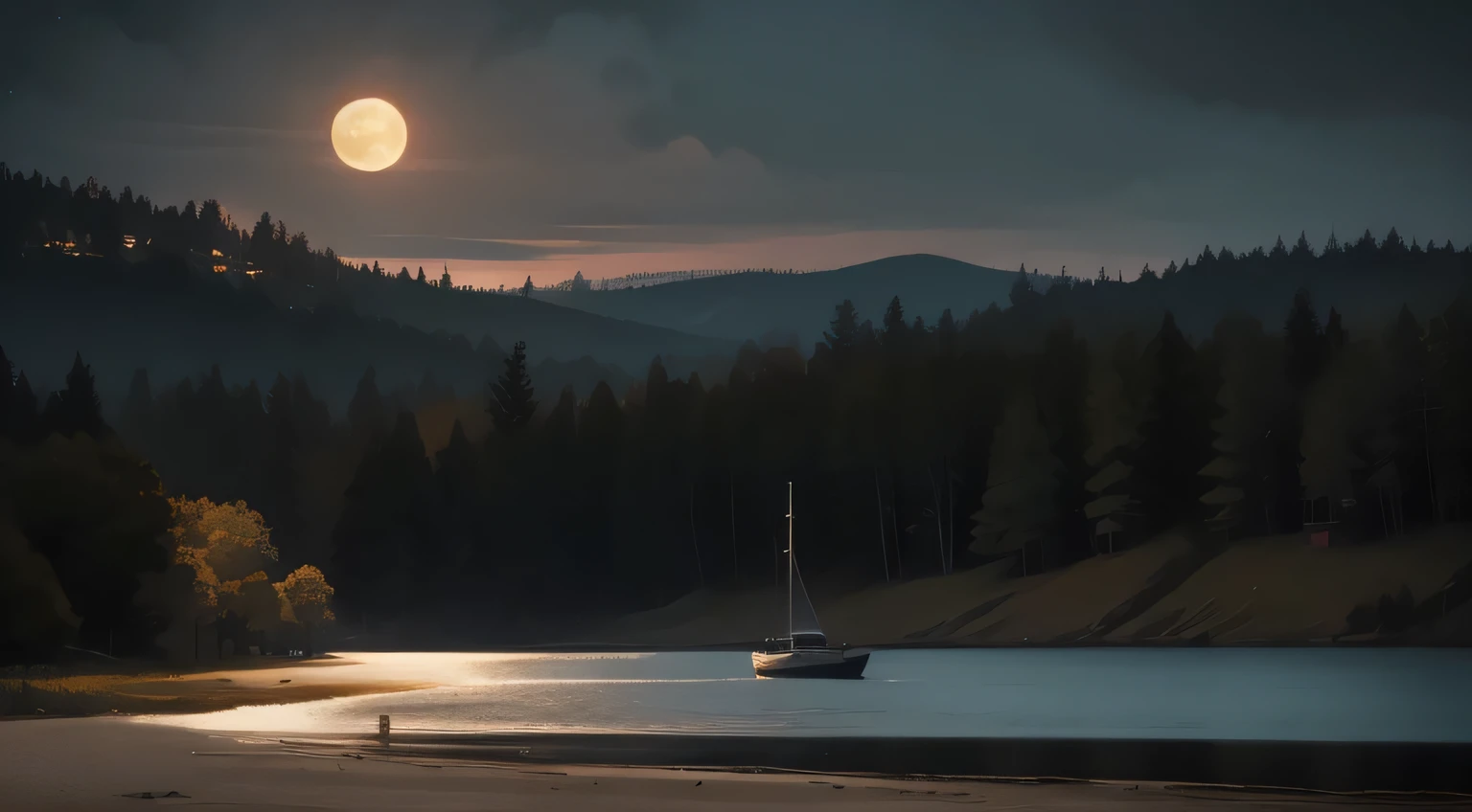 A professional film photographgraph of, professional photographgraphic portrait of a tree, Beautiful blue night landscape in the forest near a calm lake, Epic movie poster, professional photograph, Professional Digital Art, Art Station Trends, Professional Lighting, Dramatic lighting, Sunny Moon, High resolution, 8K, Ultra High resolution, hdri, sharp focus photograph, High resolution, High resolutionR, Professionally Certified Color, It was completely shaded, photograph, high quality, High resolution, Improved Details, 8K, High resolution, concentrated