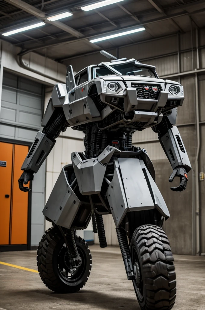 metal gear rex, made with parts from a gray 2017 Fiat UNO