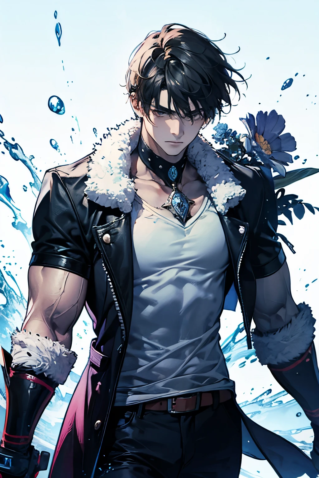 ,((Strong men's:1.3)),((black hair:1.3)),(Shiny marble eyes:1.45),(forehead mark),(NSFW:1.15),((very short hair:1.2)),((Demon Horns:1.4)),(A lustrous, soft face:1.4),((blush、Mischievous Smile、Excited face:1.2)),((head down:1.3)),((hand to own mouth:1.5)),((outdoor:1.25)),((Gorgeous Knightcostume:1.3)),(black、yellow、white、pink),((Crouching:1.2))